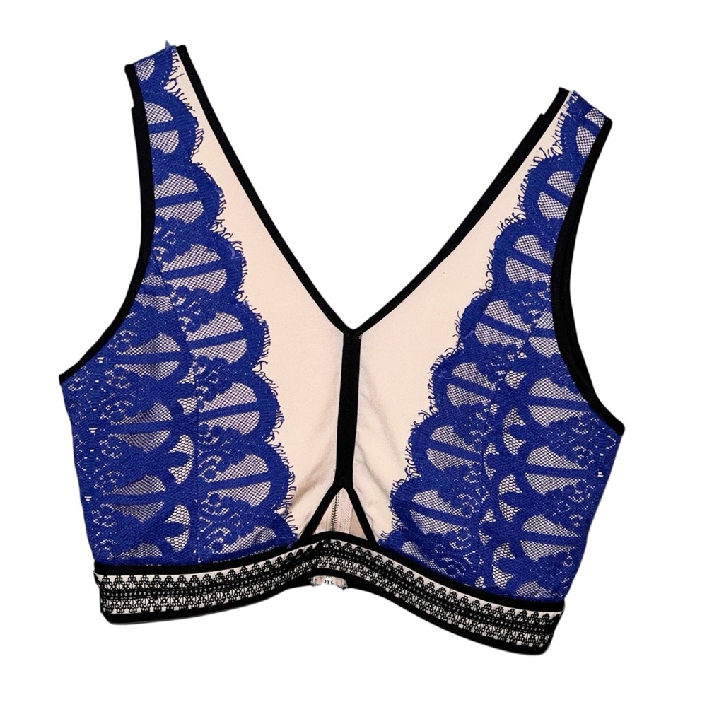 Endless Rose | Blue Lace Crop Tank Top | Medium